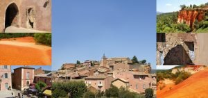 Proche de la Campagne Chastel, maison d'hôtes et gîtes à Aix-en-Provence, durant la visite Lubéron, découvrez les villages de Rustrel, Roussillon et le colorado provençal avec sa terre d'ocre.